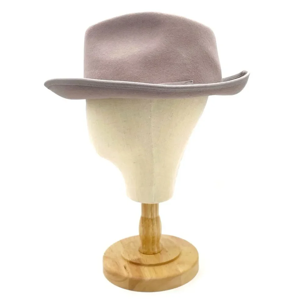 NWT Anthropologie Taupe Wool Fedora Hat Grosgrain Band Wide Brim One Size Womens